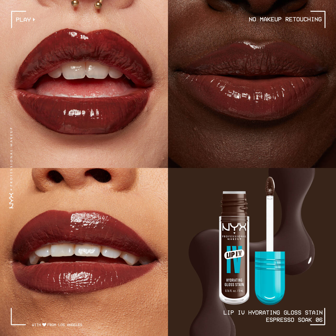 NYX Professional Makeup- Lip I.V. Hydrating Lip Gloss Stain - ESPRESSO SOAK