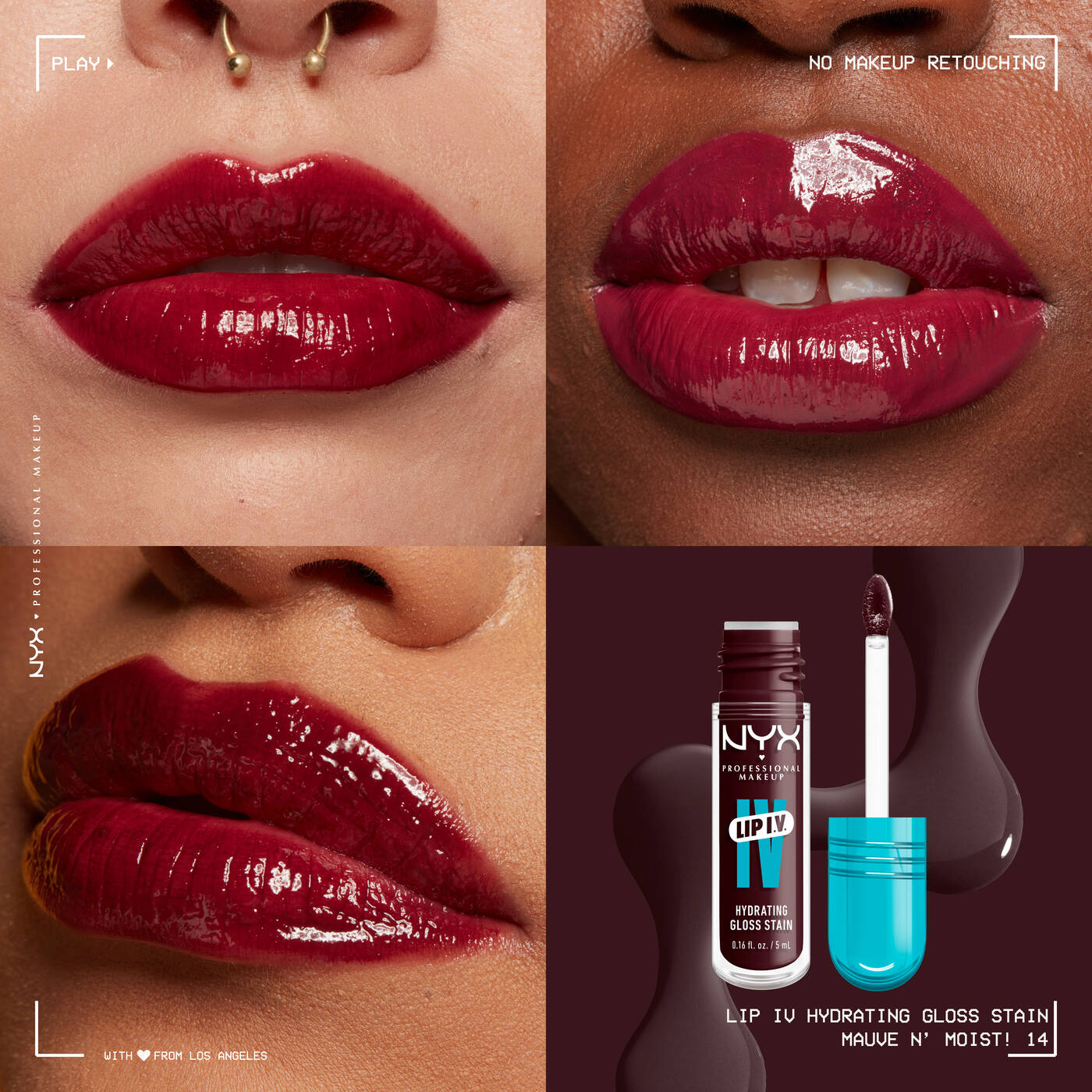 NYX Professional Makeup- Lip I.V. Hydrating Lip Gloss Stain - MAUVE N’ MOIST