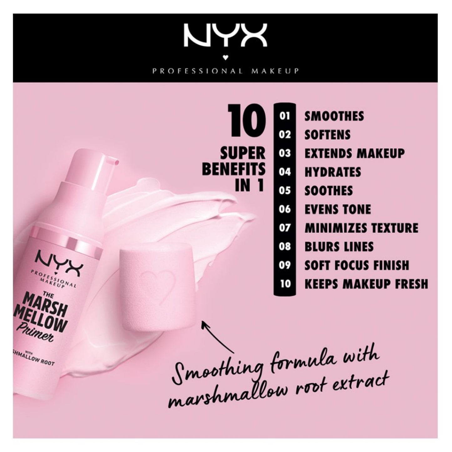 NYX Professional Makeup - Smoothing Marshmellow Root Infused Super Face Primer