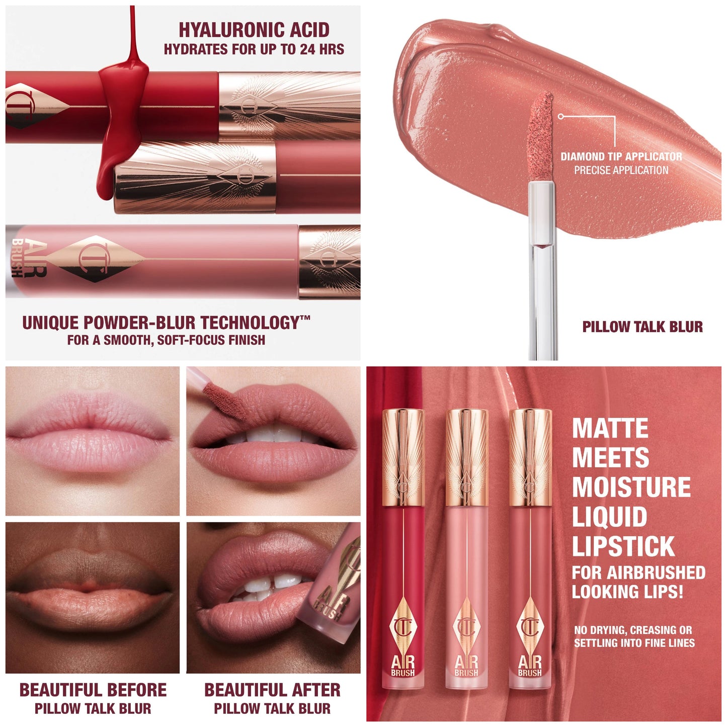 Charlotte Tilbury - Airbrush Flawless Matte Lip Blur Liquid Lipstick - PILLOW TALK BLUR