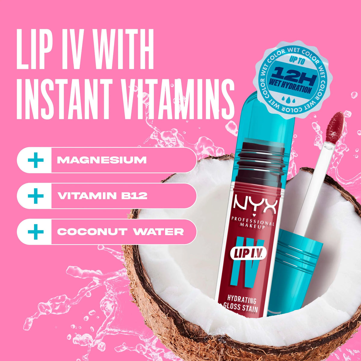 NYX Professional Makeup- Lip I.V. Hydrating Lip Gloss Stain - PETAL POURIN’
