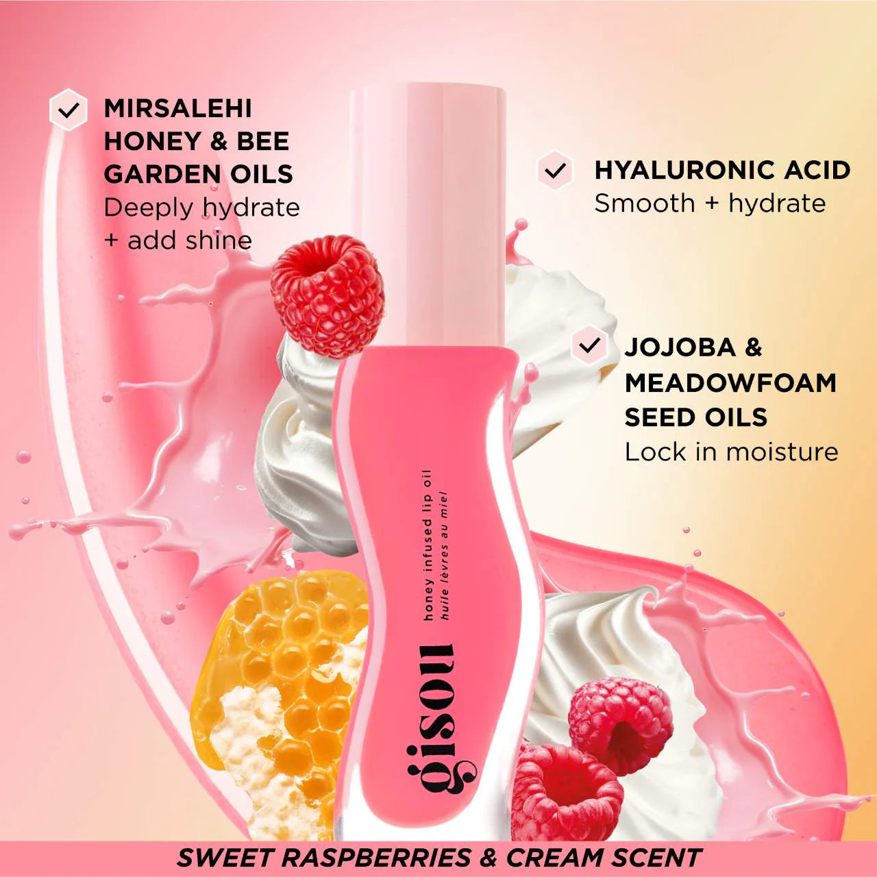 Gisou - Honey Infused Hydrating Lip Oil - RASPBERRY SWIRL