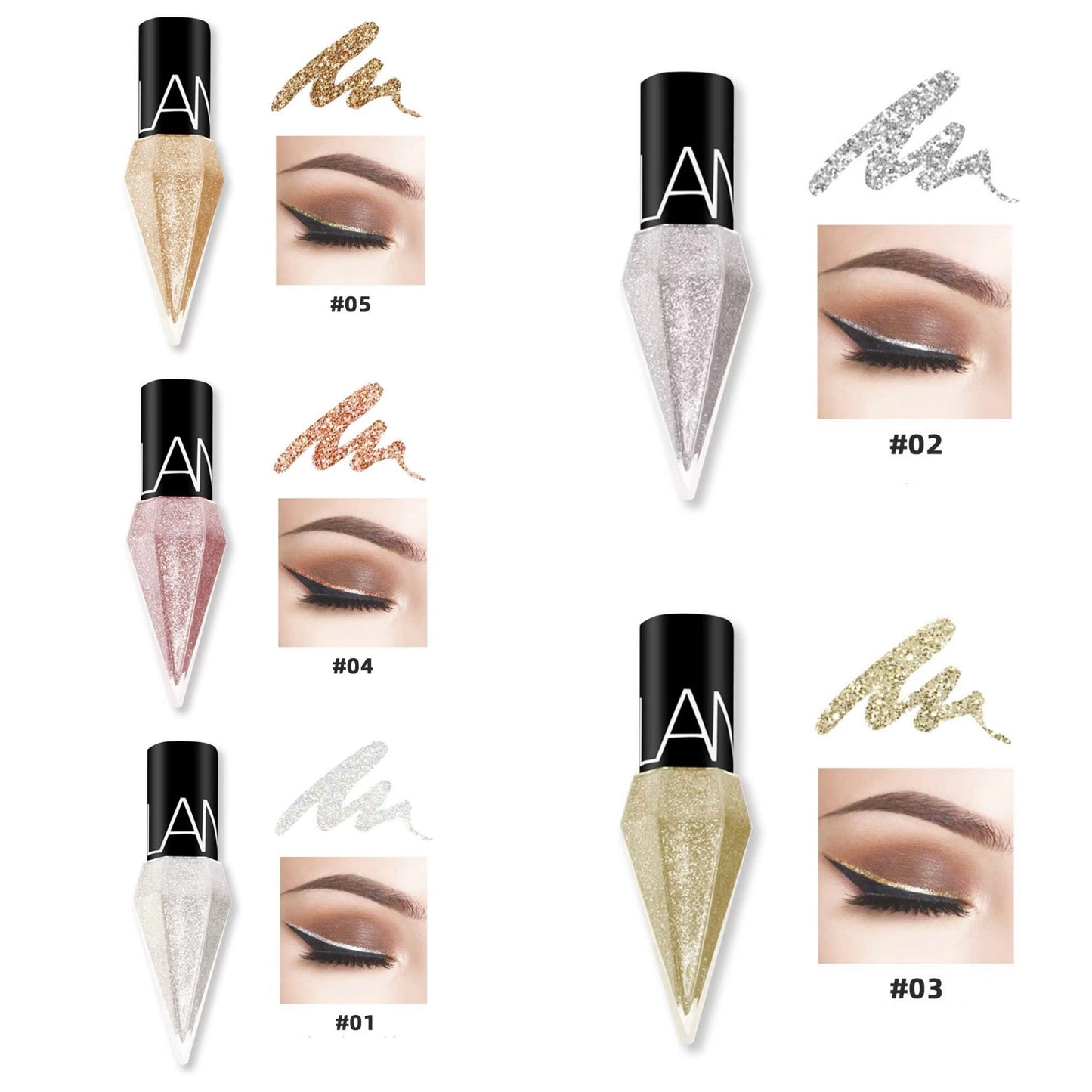 LOOKAVE - Diamond Shimmer Liquid Eyeliner - 5pc