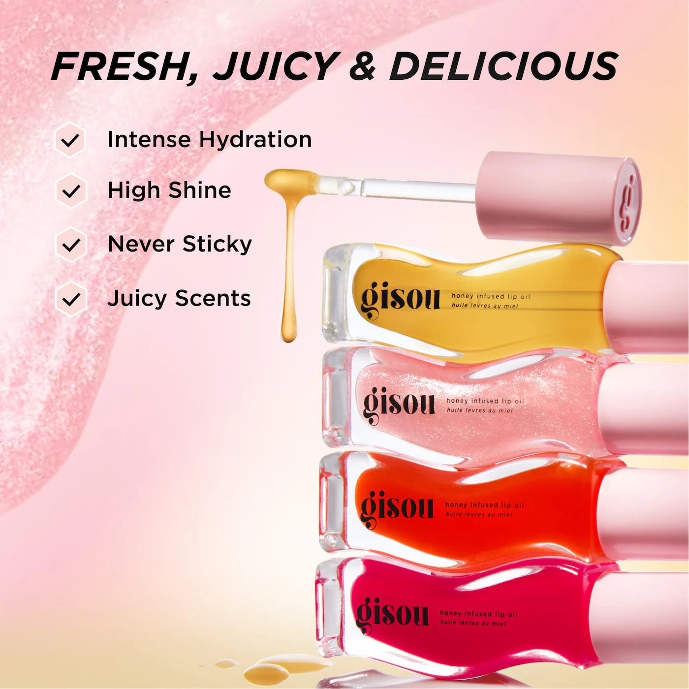 Gisou - Honey Infused Hydrating Lip Oil - RASPBERRY SWIRL