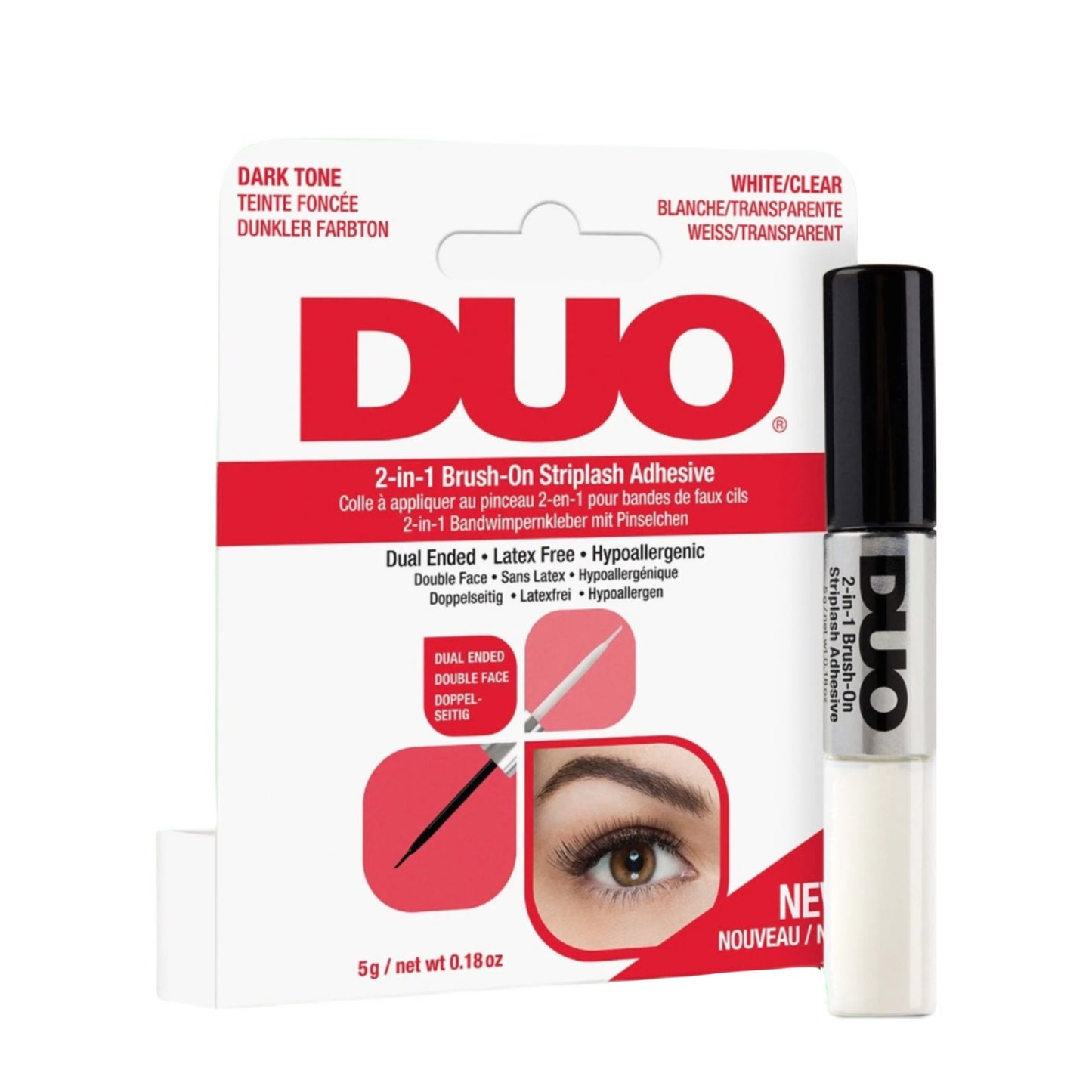DUO - 2-in-1 Brush-On Striplash Adhesive, Dark and Clear