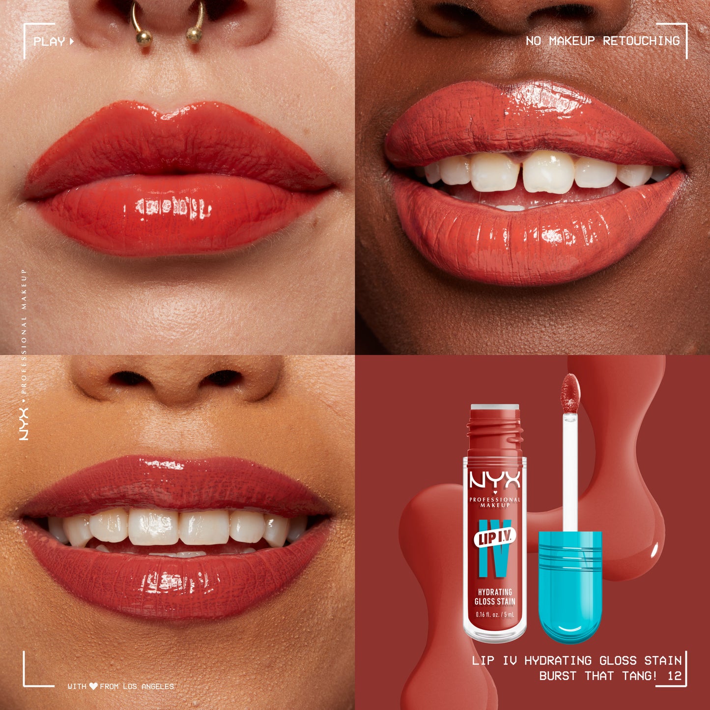 NYX Professional Makeup- Lip I.V. Hydrating Lip Gloss Stain - BURST THAT TANG!