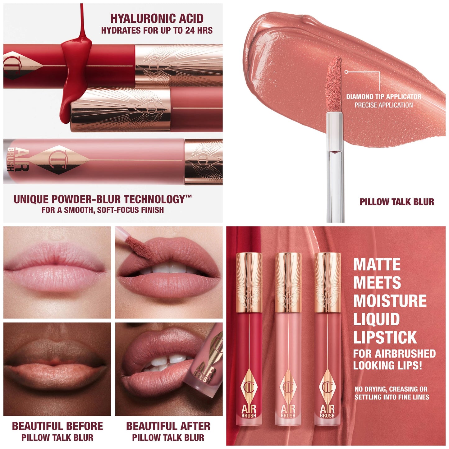 Charlotte Tilbury - Airbrush Flawless Matte Lip Blur Liquid Lipstick -  PILLOW TALK BLUR