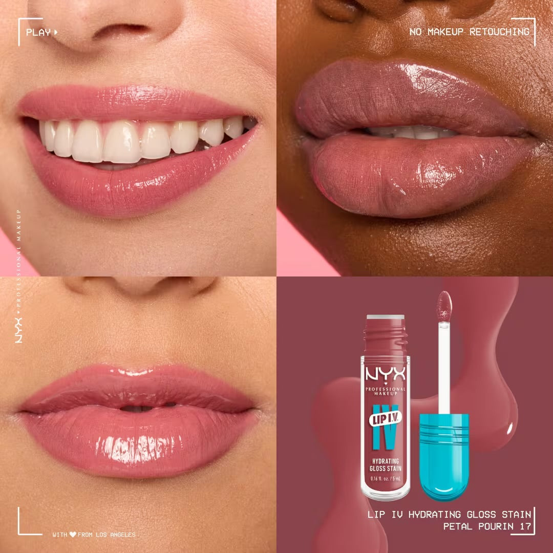 NYX Professional Makeup- Lip I.V. Hydrating Lip Gloss Stain - PETAL POURIN’