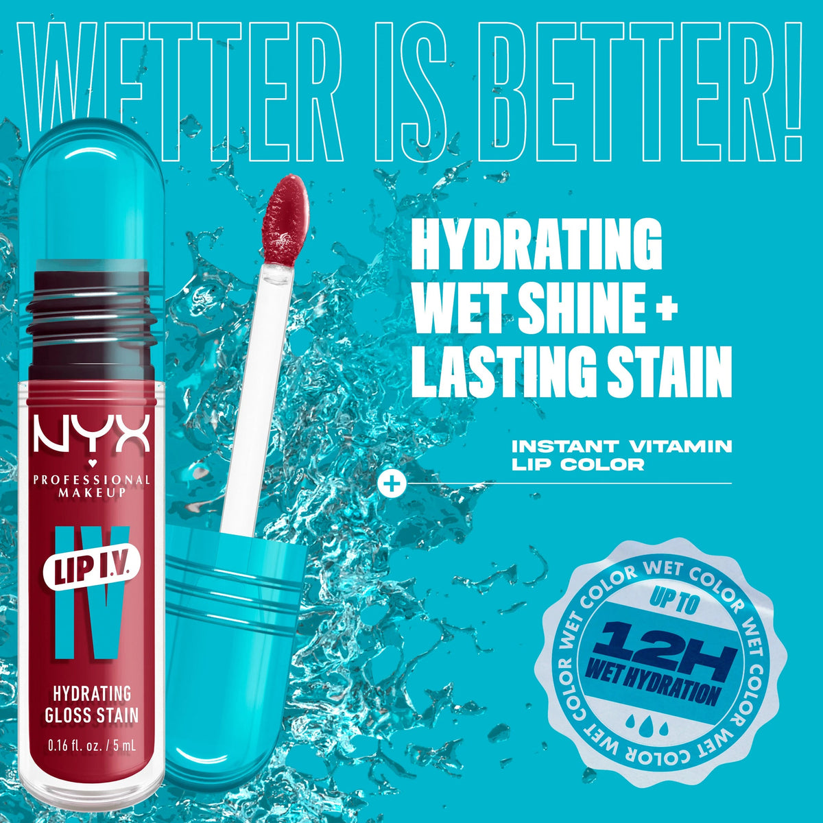 NYX Professional Makeup- Lip I.V. Hydrating Lip Gloss Stain - PETAL POURIN’