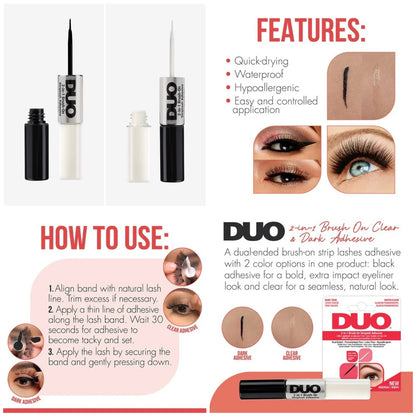 DUO - 2-in-1 Brush-On Striplash Adhesive, Dark and Clear