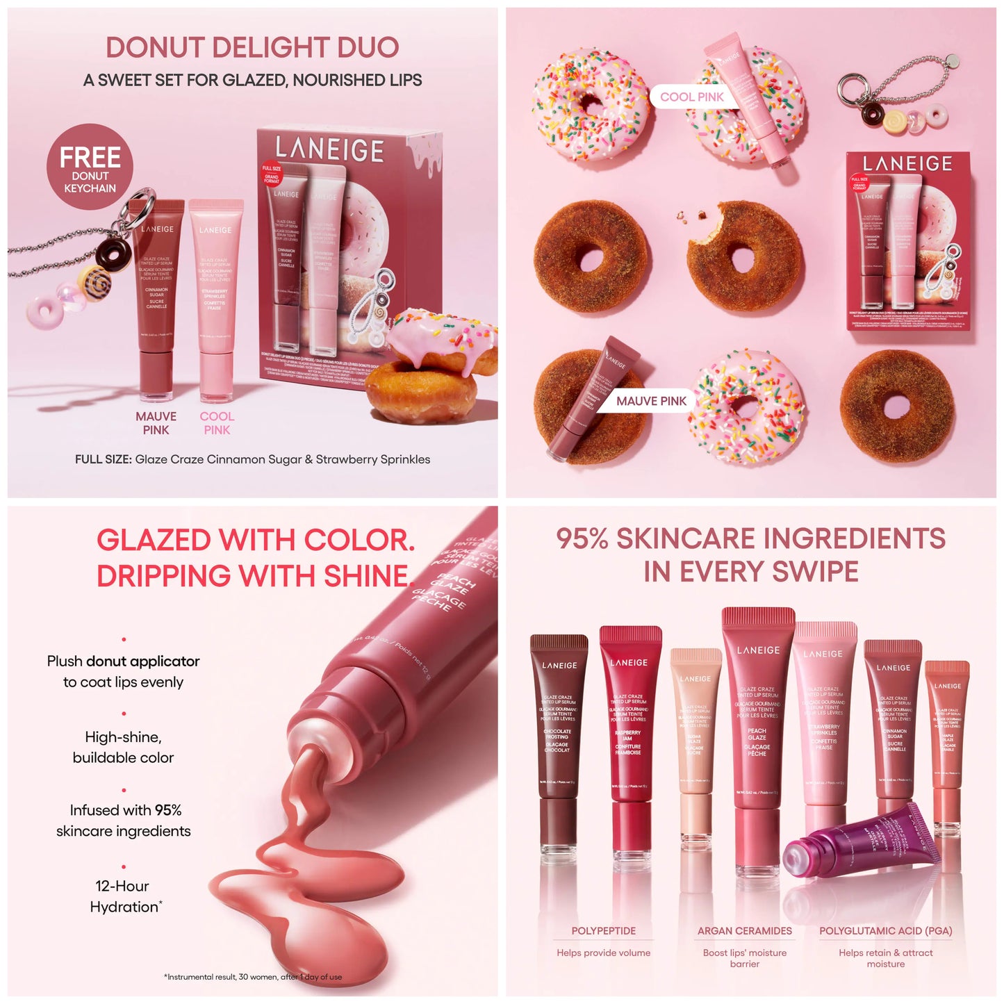 LANEIGE - Glaze Craze Donut Delight Hydrating Tinted Lip Serum Duo